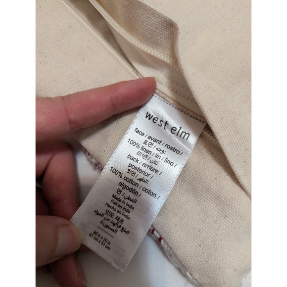 Set of West Elm Buffalo Check Bright Red Pillow Cover 20x20 Christmas Fall Cabin - Picture 5 of 5